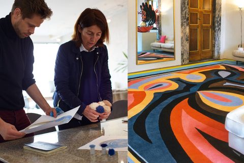 Signatures Singulières - manufacture des tapis de Bourgogne - Odile Dhavernas -Pucci - savoir-faire français - Tapis tuftés - Tapis coloré