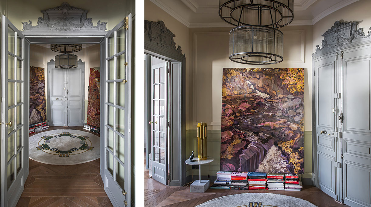 sebastien caron - architecte d'interieur - appartement parisien - Grands Magasins de La Paix - emile zola - Au bonheur des Dames - nicolas canu artiste peintre - tapis maison leleu - luminaire charles - table Ettore Sottsass - Galerie Blanchetti - Harold mollet - Arts Décoratifs français - signatures Singulières Magazine - magazine digital des talents français