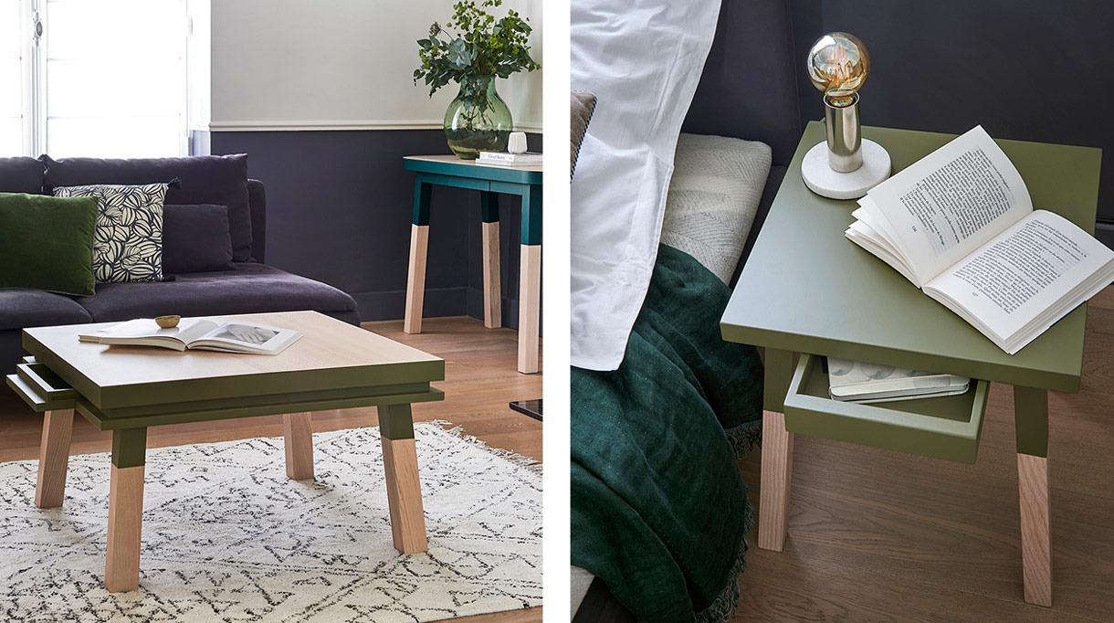 mon petit meuble francais - mobilier made in france - savoir faire francais - table basse carree - table de chevet carrée - meuble peint - signatures singulieres - le magazine des talents français