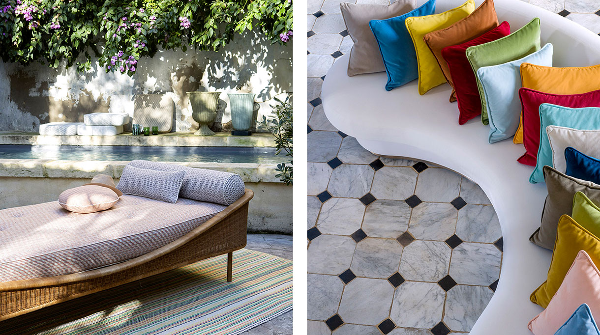 pierre frey - tissu en velours - tissu en lin outdoor - tapis outdoor - savoir faire francais - signatures singulieres magazine