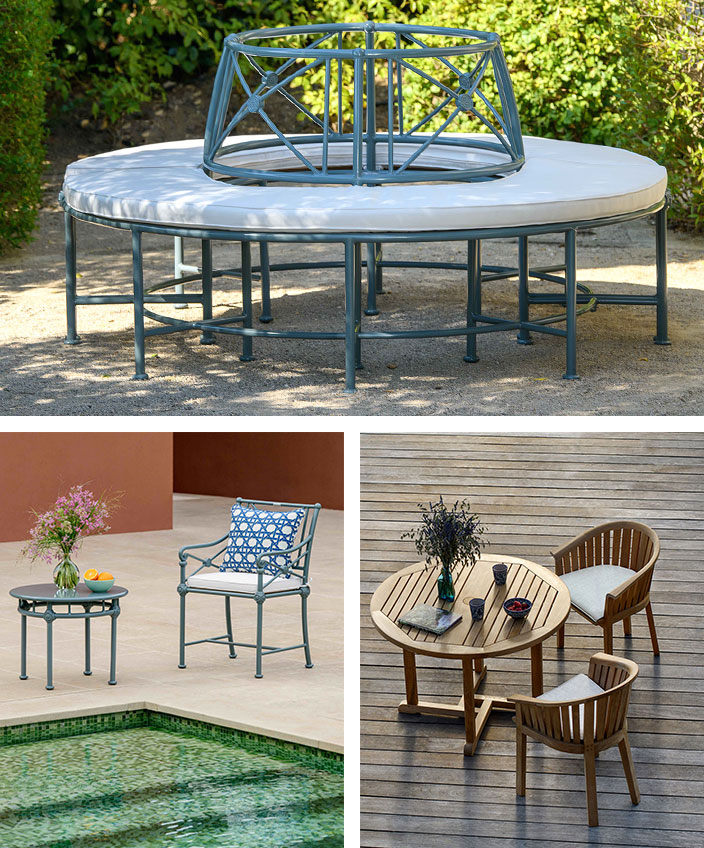 tectona - mobilier outdoor - fauteuil teck - banc circulaire - terrasse en teck - savoir faire francais - signatures singulieres magazine