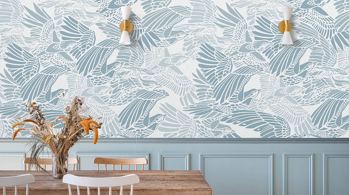 papier peint bleu ciel - signatures singulieres