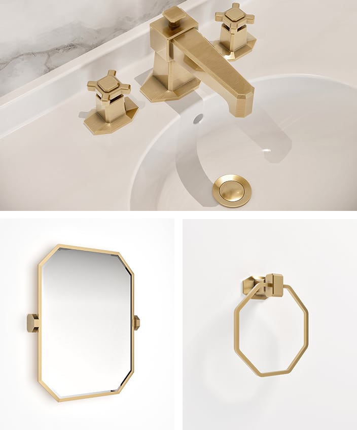 porte serviette art deco en laiton doré - robineterie art deco
