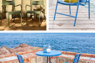 mobilier bleu de jardin en metal