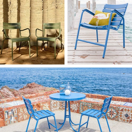 mobilier bleu de jardin en metal