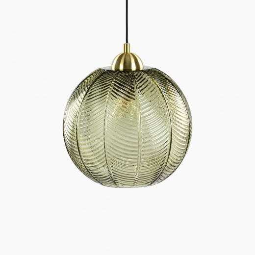 Lampe pendante Calla Globe, vert et laiton