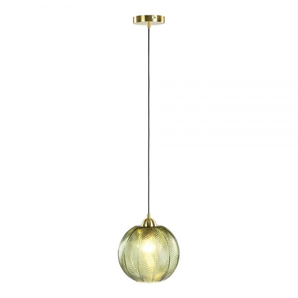 Lampe pendante Calla Globe, vert et laiton – Image 4
